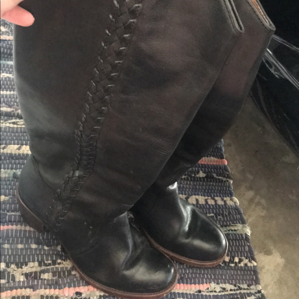 Black boots leather